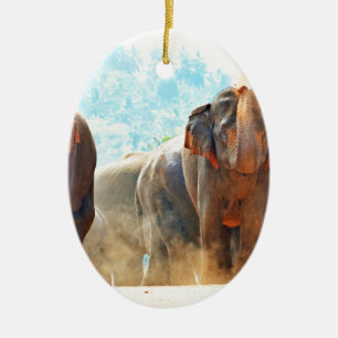 Elephants Animals Safari Destiny Peace Love Ceramic Tree Decoration