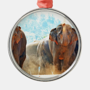 Elephants Animals Safari Destiny Peace Love Metal Tree Decoration