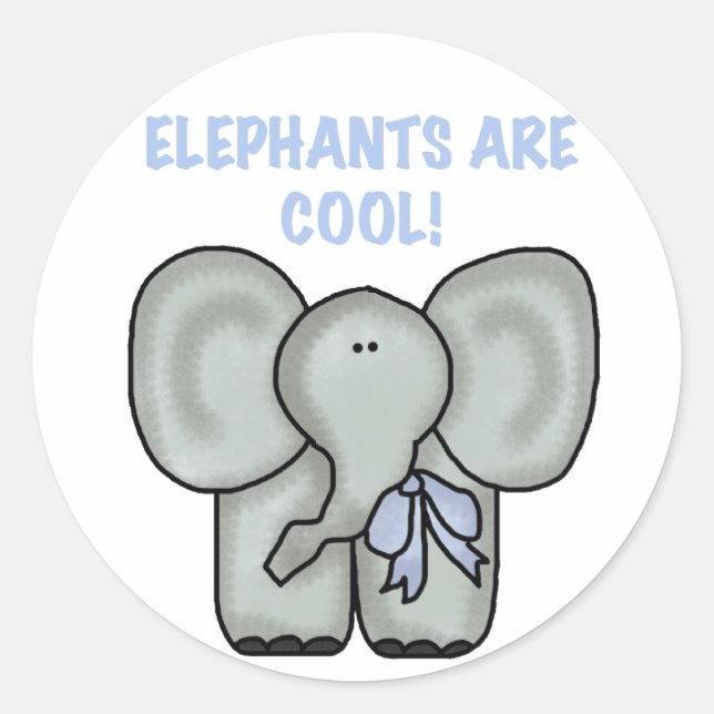 Elephants Are Cool Classic Round Sticker (Front)
