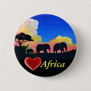 Elephants At Dusk 6 Cm Round Badge