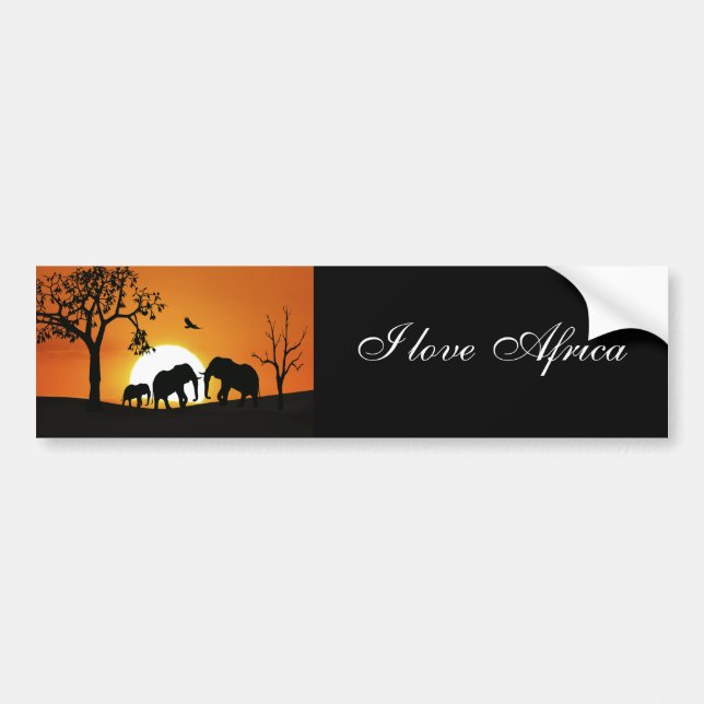 Elephants at sunset bumper sticker (Front)