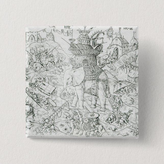 Elephants at War 15 Cm Square Badge (Front)