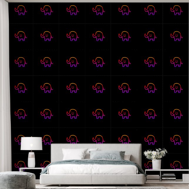 Elephants Baby Animal Patterns Cute Black Pink Wallpaper (Bedroom)