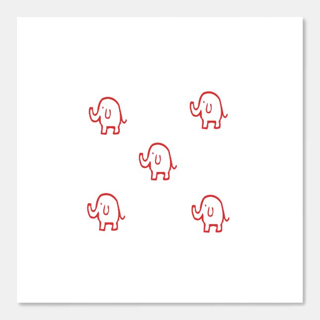 Elephants Baby Animal Patterns Cute Red White Wild Wallpaper (Front)