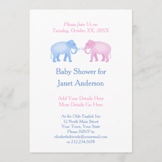 Elephants Baby Shower or Gender Reveal Invitation
