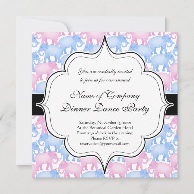Elephants Baby Shower or Gender Reveal Invitation (Front)