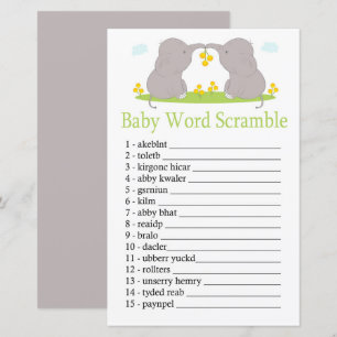Elephants Baby word scramble game