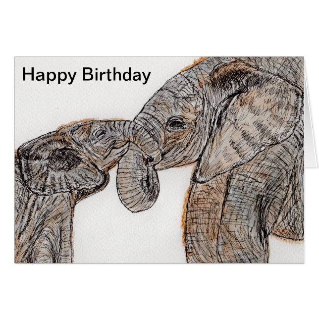 Elephants Birthday Card mum dad son daughter etc (Front Horizontal)