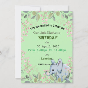 Elephant's birthday  invitation