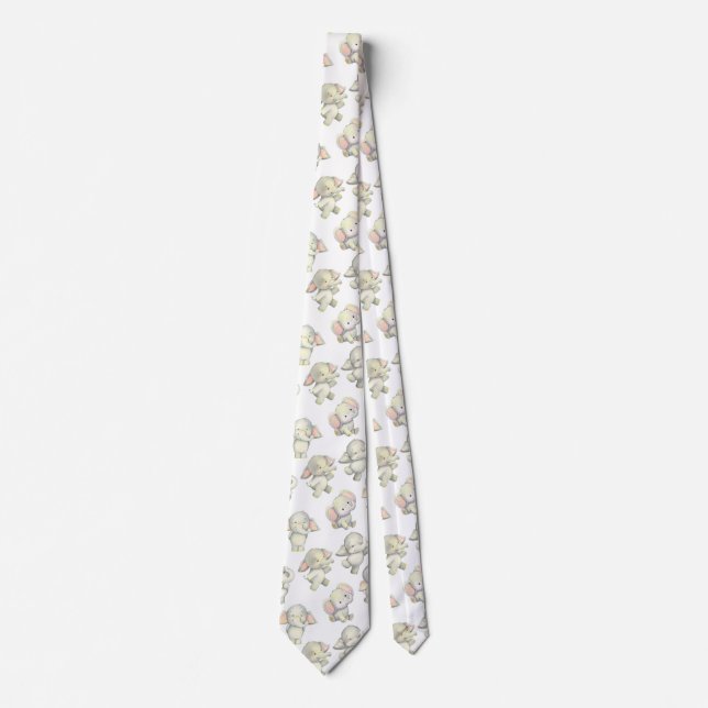 Elephants Black n White Neck Tie (Front)