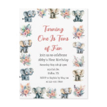 Elephants & Boho Jungle Flowers Birthday