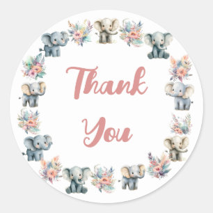 Elephants & Boho Jungle Flowers Birthday Sticker