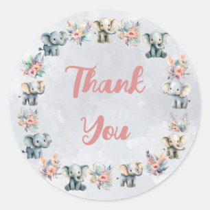 Elephants & Boho Jungle Flowers on Grey Sticker