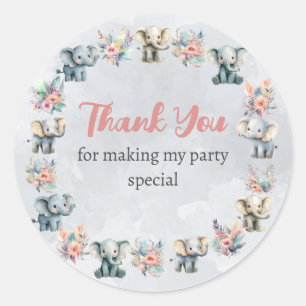 Elephants & Boho Jungle Flowers on Grey Sticker
