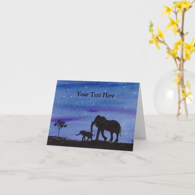 Elephants Card (Yellow Flower)