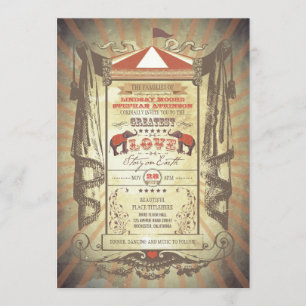 Elephants Carnival Circus Wedding Invitations