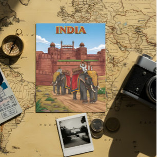 Elephants carrying riders  postcard