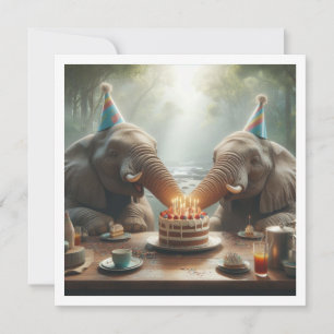 Elephants celebrating, elephant birthday invite