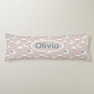 Elephants, Clouds and Rainbows with Name Body Cushion