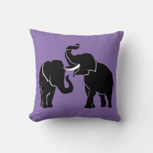 Elephants Couple Throw Pillow - Custom Colours