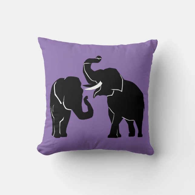 Elephants Couple Throw Pillow - Custom Colours (Front)