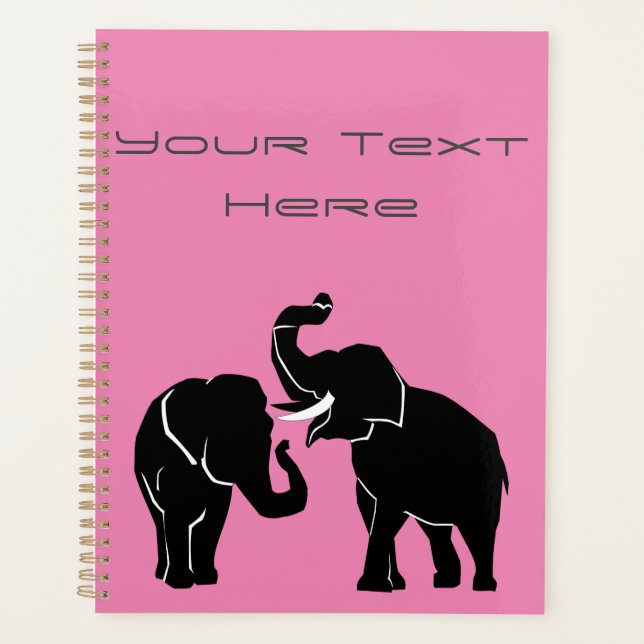 Elephants - Customisable + Add Your Text / Name Planner (Front)