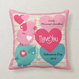 Elephants Customised Valentine Pillow
