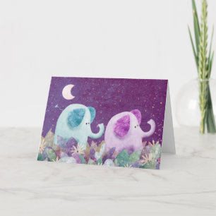 Elephants daisy chain - greeting card