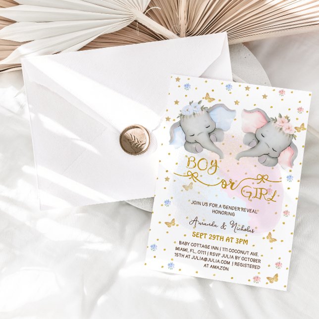 Elephants Gender Reveal  Invitation (Creator Uploaded)