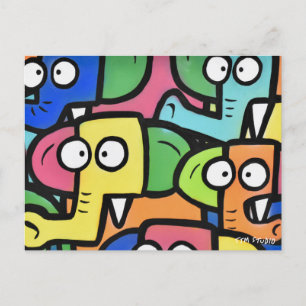 ELEPHANTS GRAFFITI Postcard