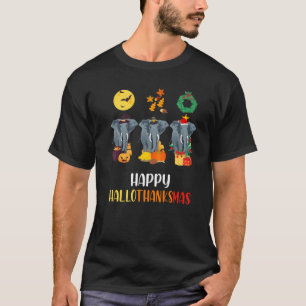 Elephants Happy Hallothanksmas Calf Halloween Elep T-Shirt