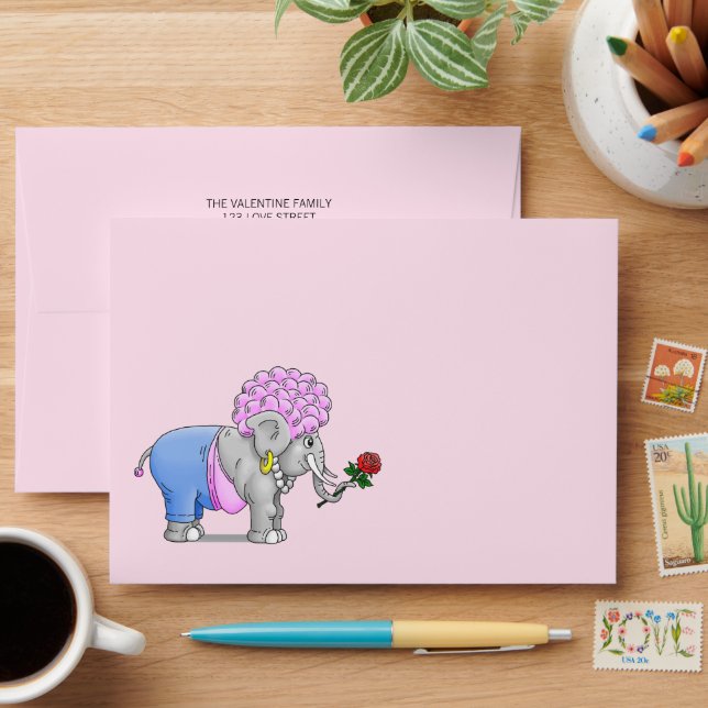 Elephants Happy Valentines Day Envelope (Desk)