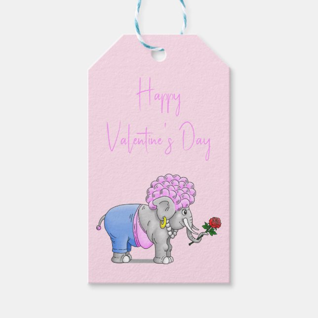 Elephants Happy Valentines Day Gift Tags (Front)
