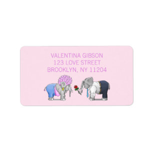 Elephants Happy Valentines Day Label