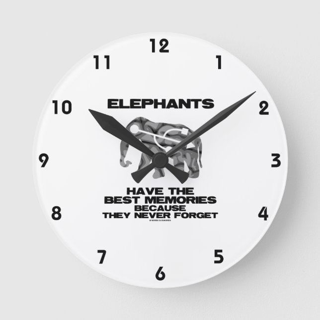 Elephants Have The Best Memories They Never Forget Round Clock (Front)
