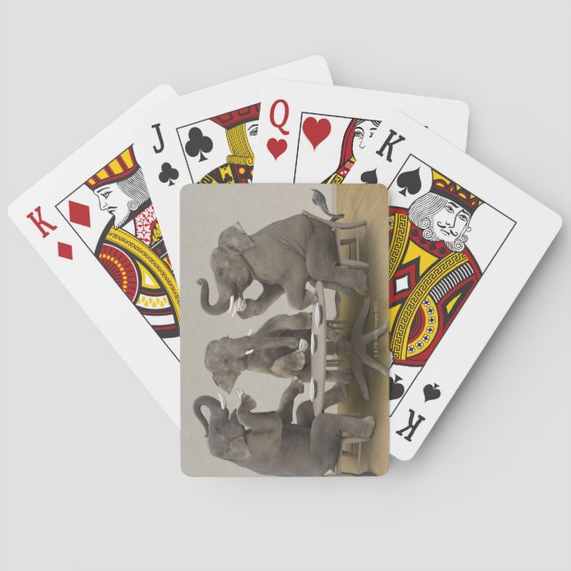 Elephants having tea party playing cards (Back)