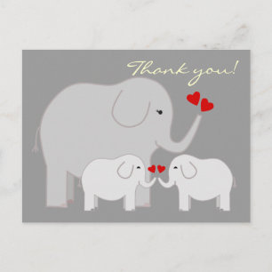 Elephants in Grey Thank You Postcard