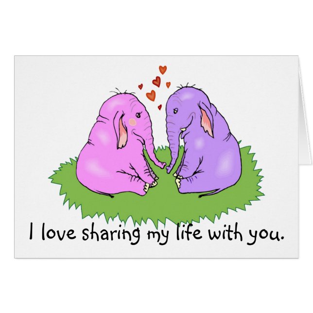 Elephants in Love Card (Front Horizontal)