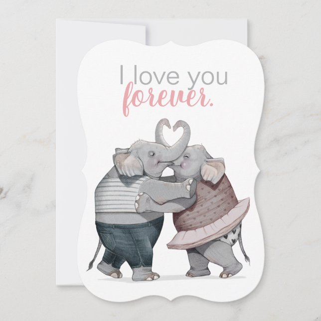 Elephants in Love Flat Holiday Card (Front)