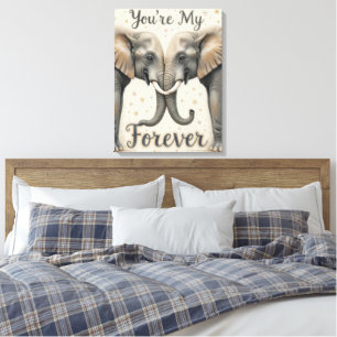Elephants in Love Forever Art Canvas Print