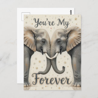 Elephants in Love Forever Art Postcard