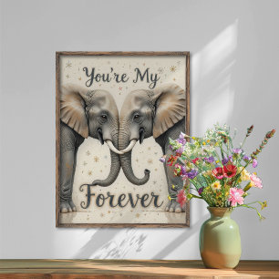 Elephants in Love Forever Art Poster