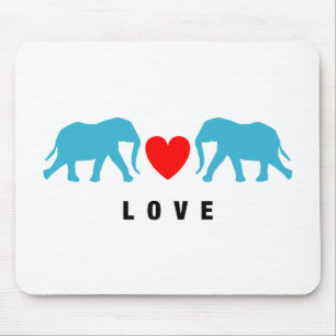 Elephants in Love Mouse Mat