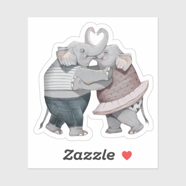 Elephants in Love Sticker (Sheet)