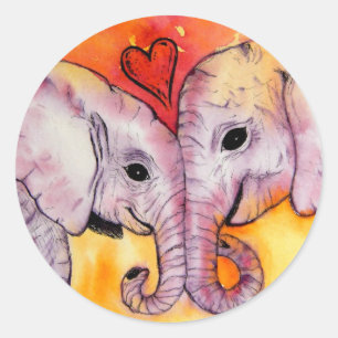 Elephants in Love Stickers