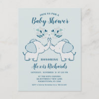 Elephants in Navy & Mint Baby Boy Twins Shower