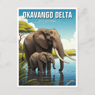 Elephants in Okavango Delta Botswana Postcard