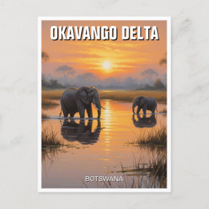 Elephants in Okavango Delta Botswana Postcard