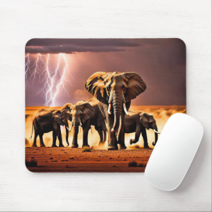 Elephants In Thunderstorm Mouse Mat