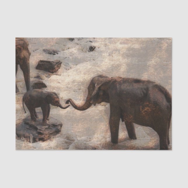 Elephants in Watercolor Tissue Paper (Front)